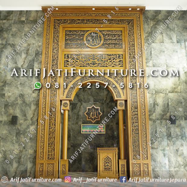 Mihrab Masjid Asmaul Husna Kayu Jati