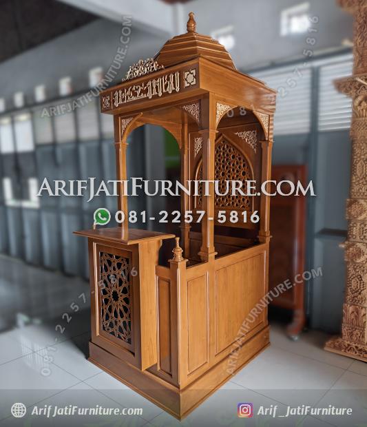 Mimbar Masjid Model Minimalis Arabic Jati Jepara